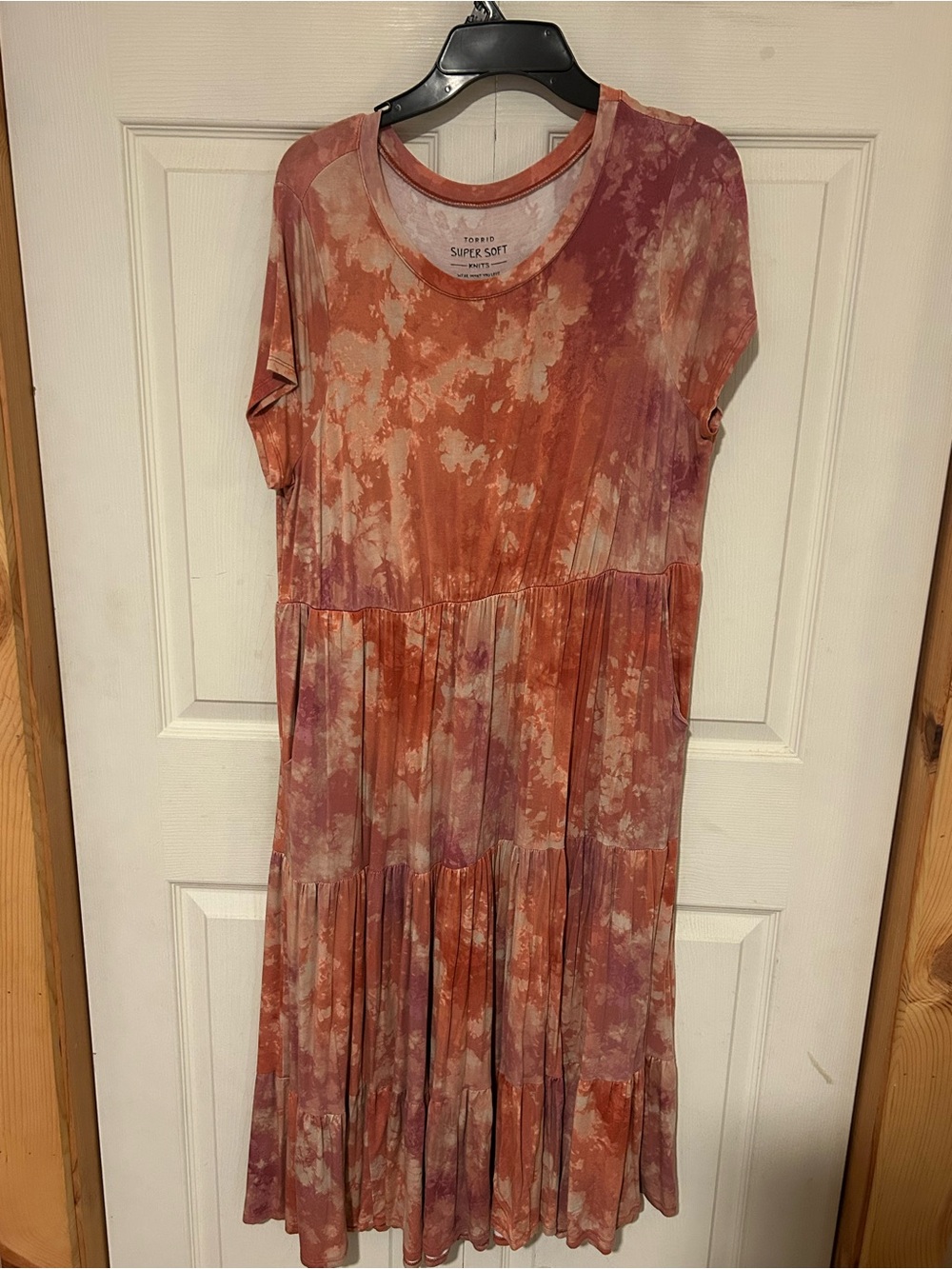Torrid Women's Rust Tie-Dye Tiered Short Sleeve Dress